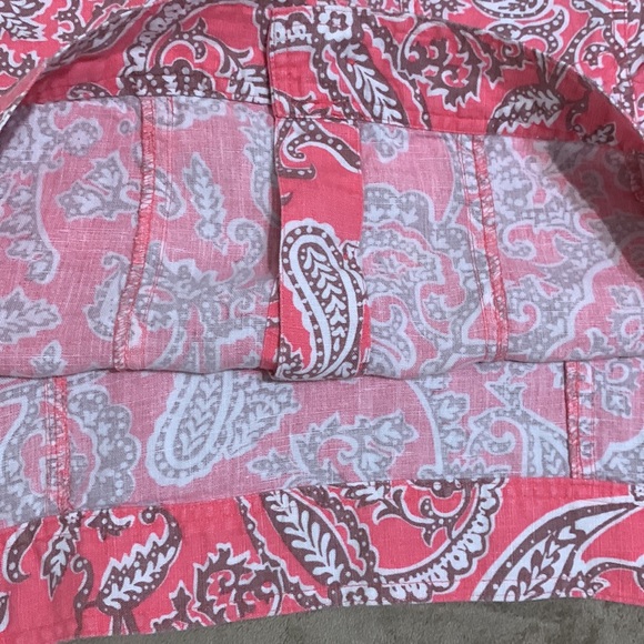 Carole Little Jean Jacket Cut LINEN Coral / White Paisley Print 2X - Picture 5 of 7